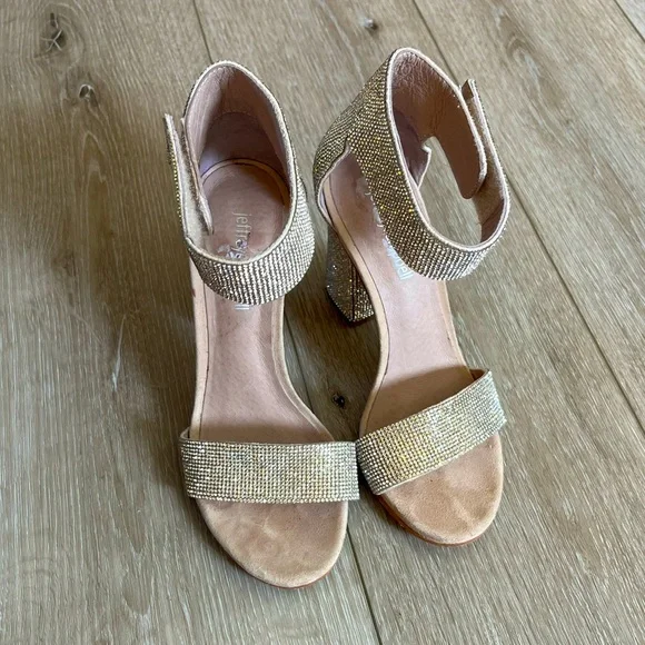 Jeffrey Campbell Silver Sparkly Thick Heel Sandals Size 5.5. - Picture 3 of 12